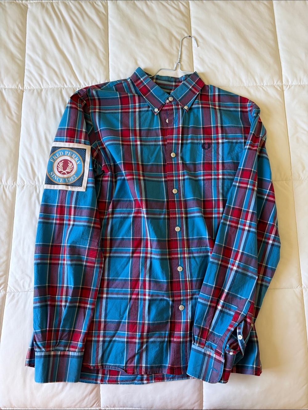 Fred Perry Teal & Red Plaid Button-Down Shirt